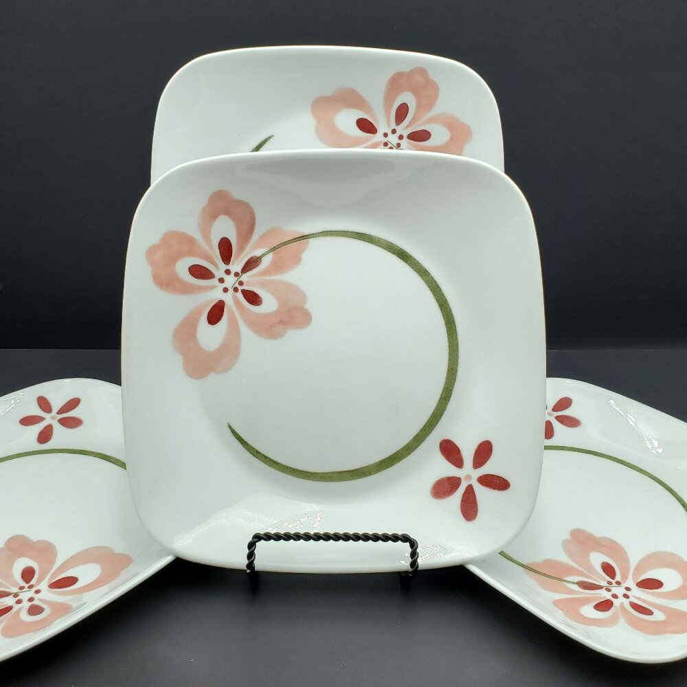 Corelle Pretty Pink Square Luncheon Plates Corning Pink Flowers Lunch Plates
